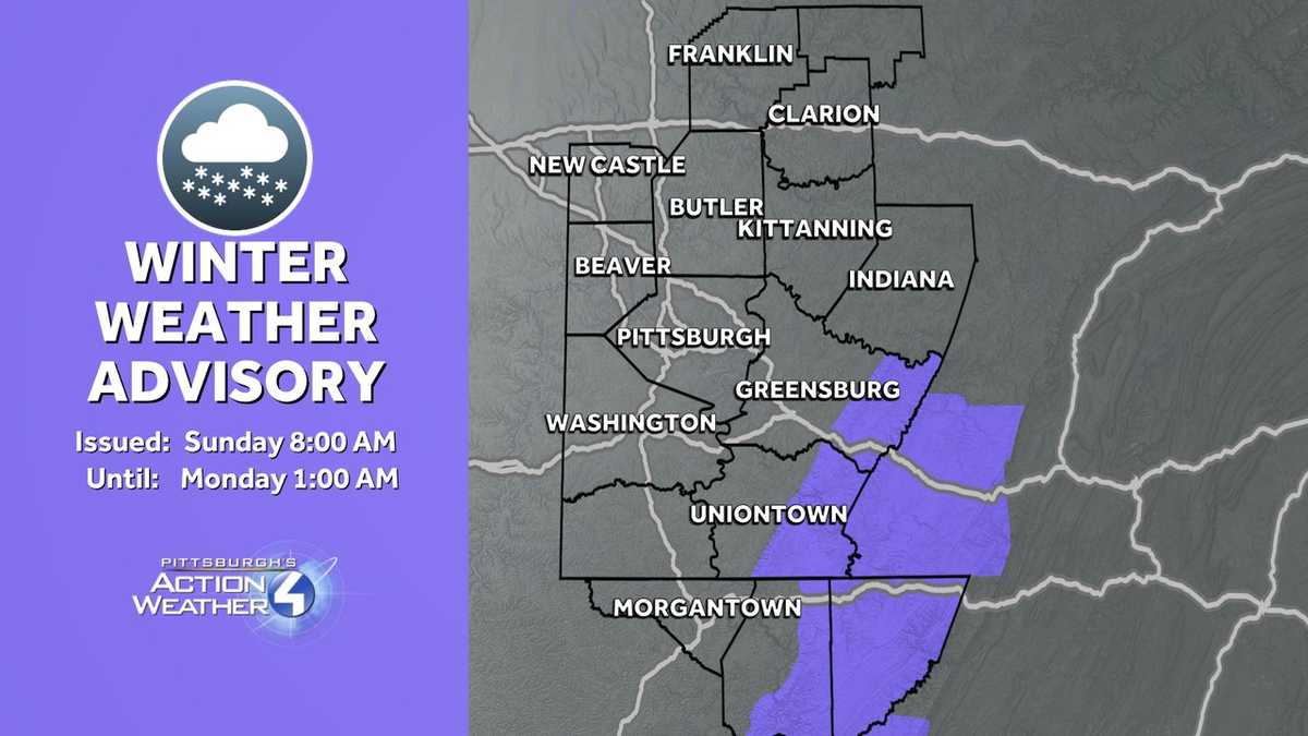 Winter Weather: Advisory in place for parts of Western Pa. starting Sunday