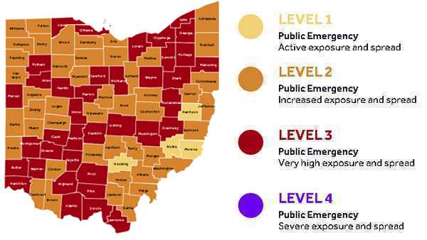 Interactive map Ohio's COVID19 advisory system