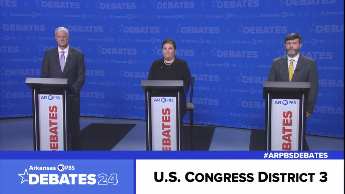 Caitlin Draper, Bobby Wilson and Steve Womack debate in Arkansas US ...