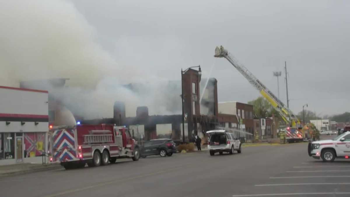 Woodward building collapses in fire; firefighter injured