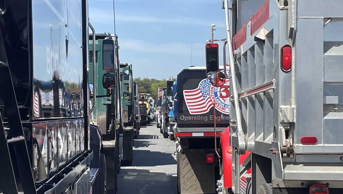 Construction vehicles take part in 'Work Zone Safety Unity Ride'
