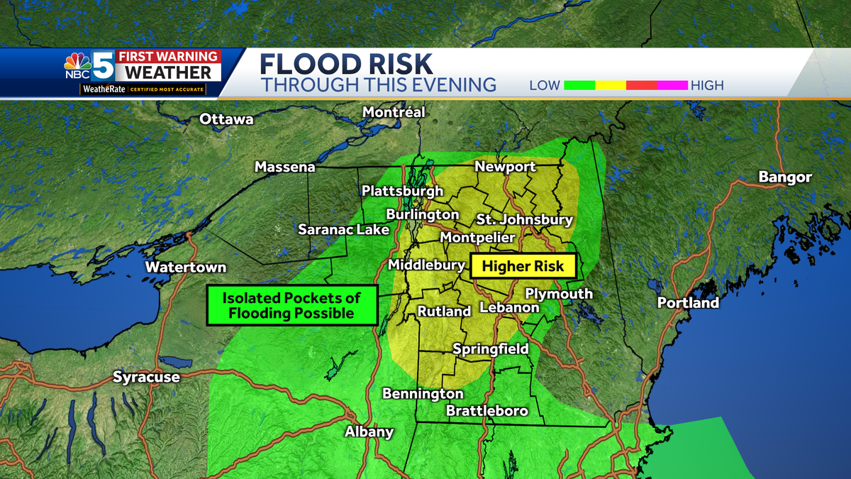 Pockets of heavy rain, some flash flooding in Vermont Thursday