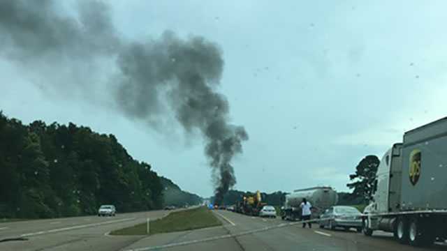 Driver runs after crash, fire on Highway 49, authorities say