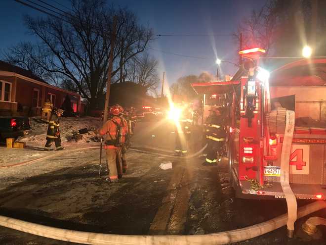 Road ices over as crews fight Wrightsville house fire