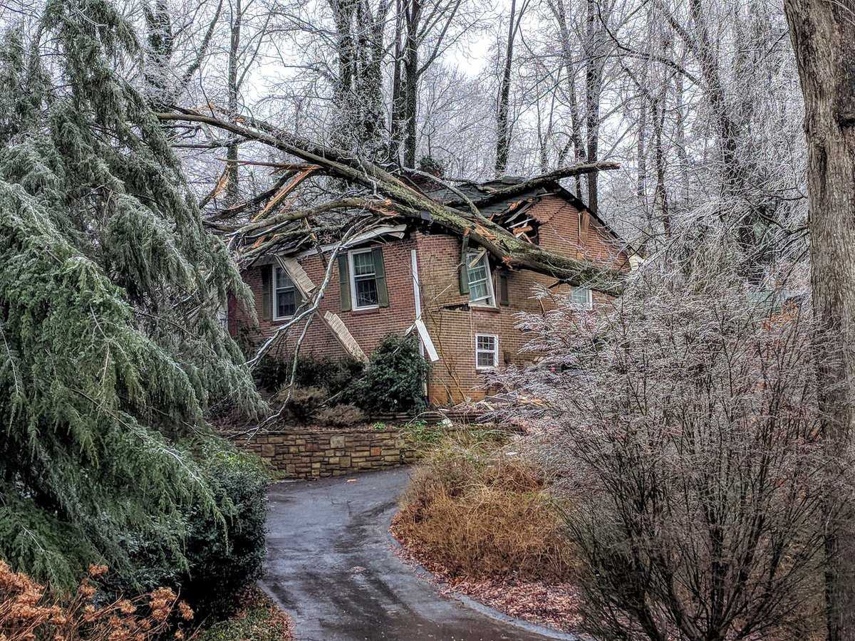 Tree Falls On Man's House During Storm