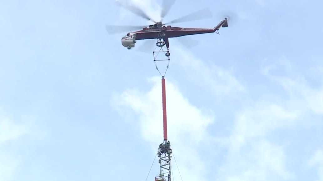 New antenna installed atop WVTM 13's tower in Birmingham
