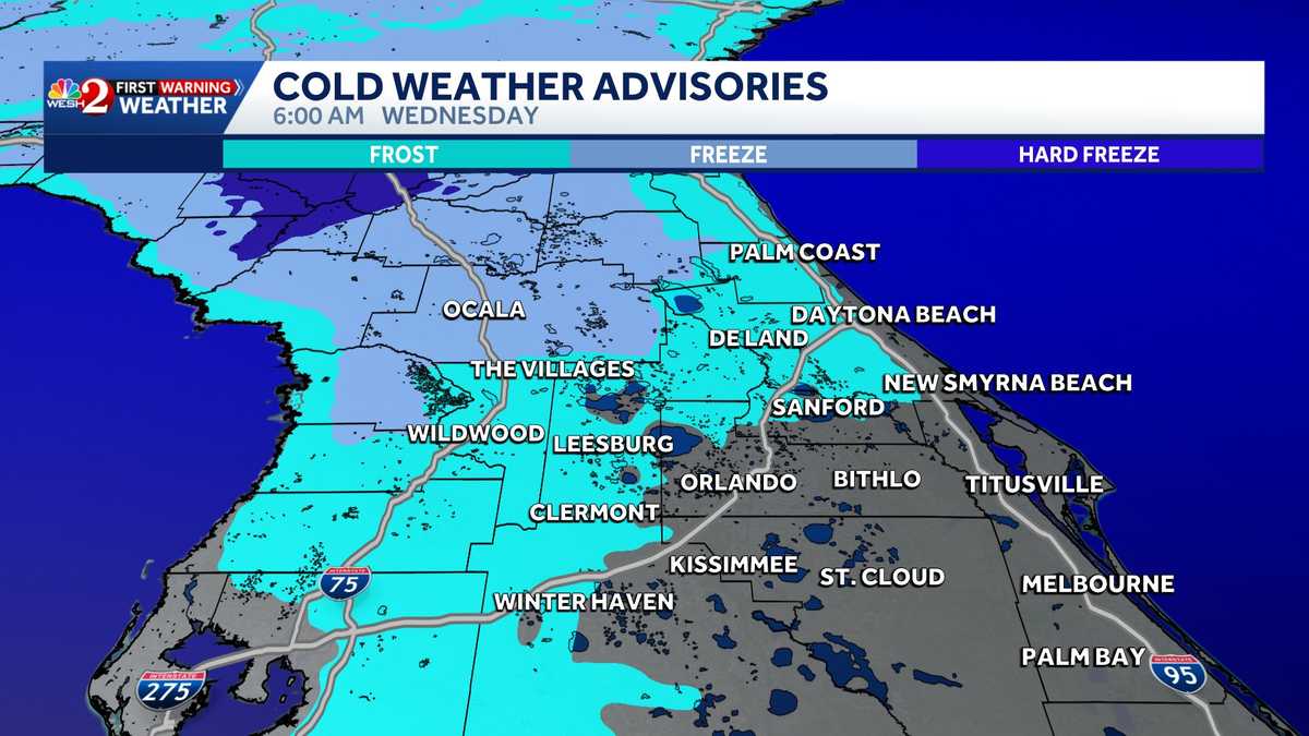 Frost advisories issued as arctic blast brings temps down to 20s, 30s in Central Florida