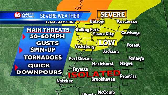 Strong to severe storms possible Saturday night