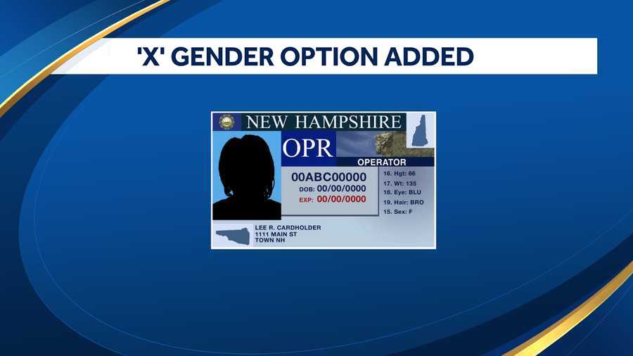 An "X" gender option is now available for driver's licenses in New Hampshire.