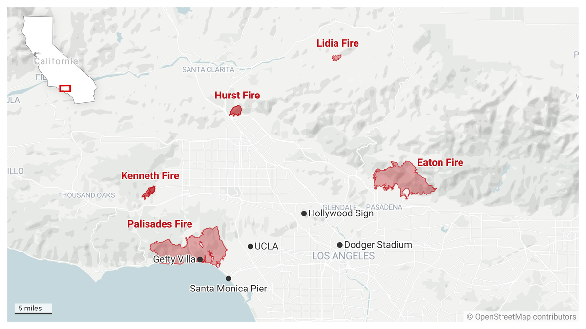 California fire maps See where the Los Angeles fires are burning