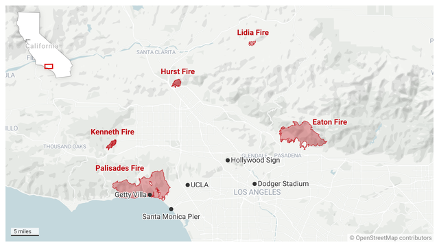 California fire maps: See where the Los Angeles fires are burning
