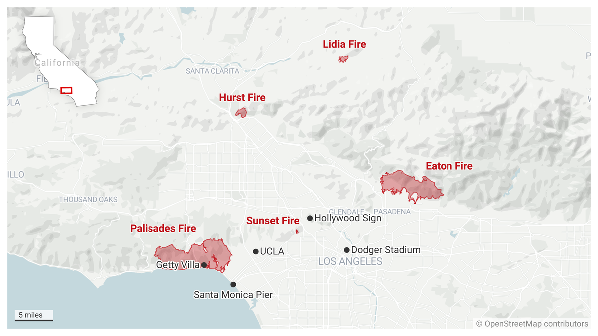 California fire maps See where the Los Angeles fires are burning