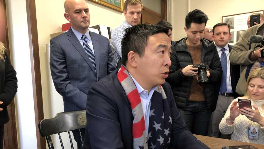 Andrew Yang at the State House this week.
