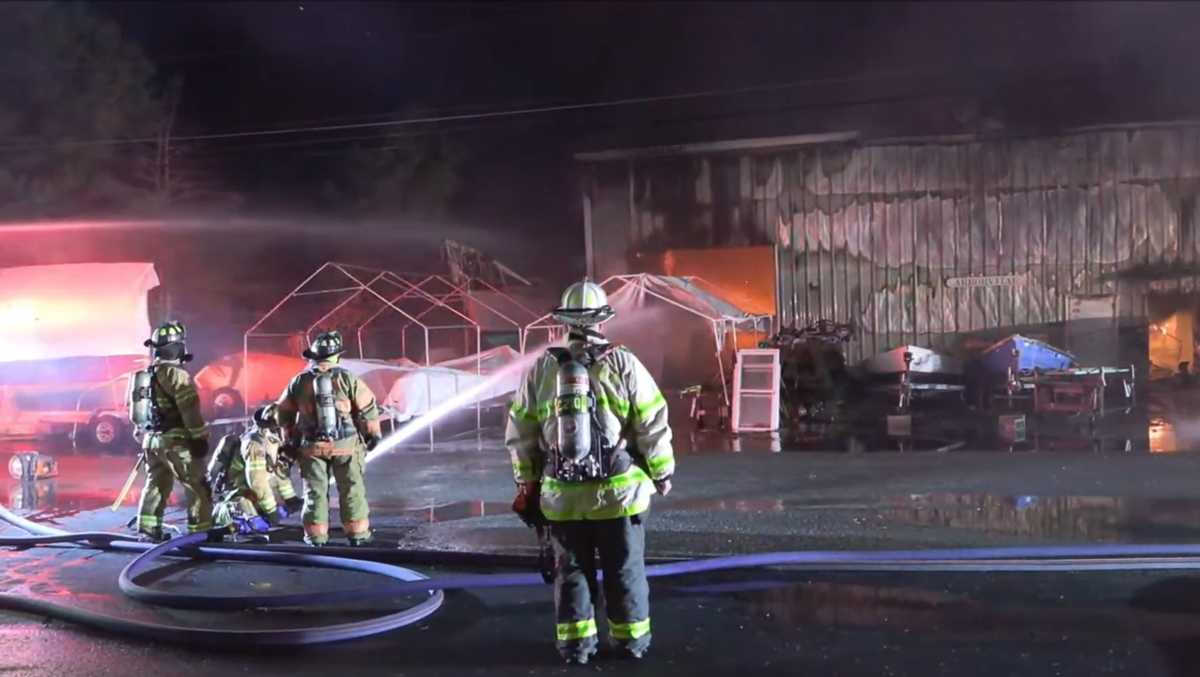 Cape Cod firefighters battle building fire in Yarmouth