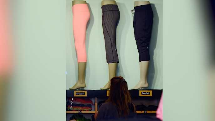 Clothing made by Lululemon Athletica Inc. is on display for sale on March 19, 2013 in Pasadena, California.
