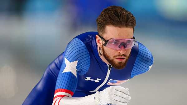 MILAN, ITALY - FEBRUARY 02: Zach Stoppelmoor of Team United States of America trains on day minus four of the Milano Cortina 2026 Winter Olympic games at Milano Speed Skating Stadium on February 02, 2026 in Milan, Italy. (Photo by Sarah Stier/Getty Images)