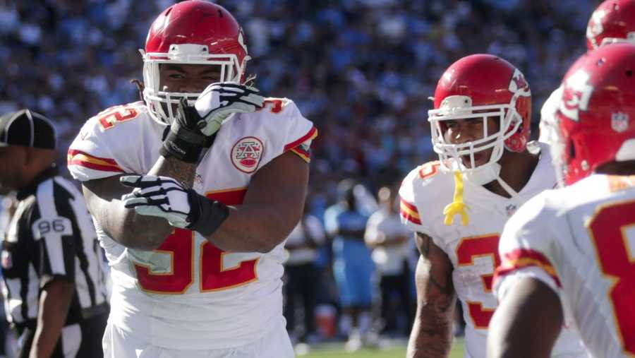 Dontari Poe celebrates after scoring on a 1-yard touchdown run in the Chiefs 33-3 win over San Diego.