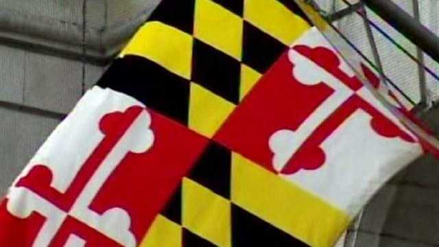 State Flag: The design is taken from the "escutcheon" or "shield," in the first Lord Baltimore's Seal, dating from the 1630s. Black and gold quarters are the arms of Lord Baltimore's family, the Calverts. Red and white quarters are those of his mother's family, the Crosslands.-- Maryland Tourism