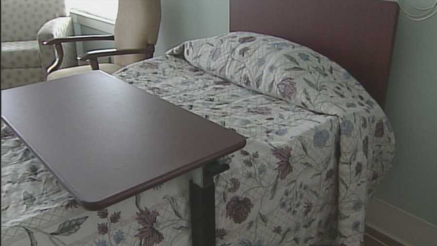 File photo: Nursing home bed and tray.