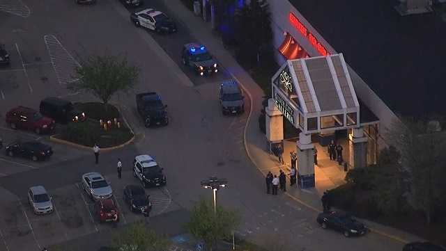Two people were stabbed at the mall, police said. 