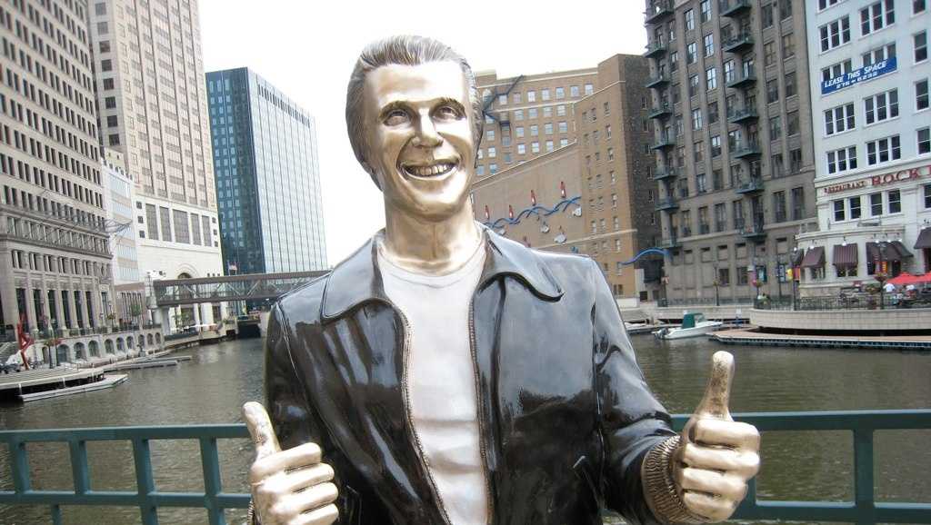 Bronze Fonz the iconic Milwaukee statue, turns 14