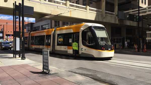 A streetcar collision was reported at 5th and Walnut streets in downtown Cincinnati Sunday.
