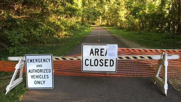 About three-quarters of a mile of the Little Miami Bike Trail closed Sept. 4 due to a sinkhole.