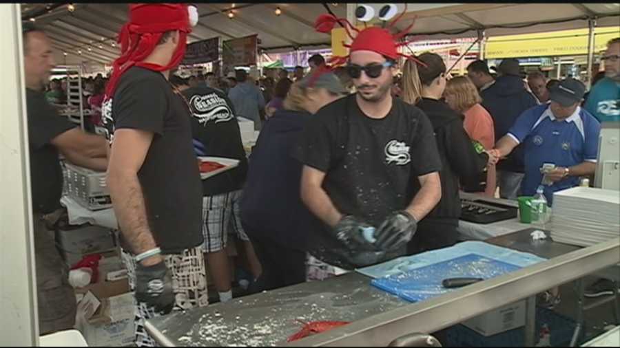 Thousands of people sample seafood, chowder and lobster at the annual Hampton Seafood Festival.