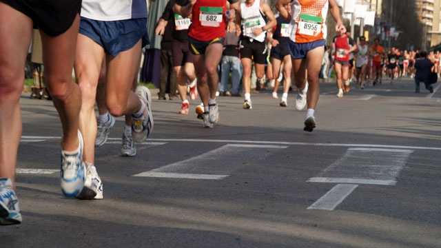 Running shoes at marathon