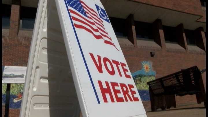 Voting sign placed outside of polls