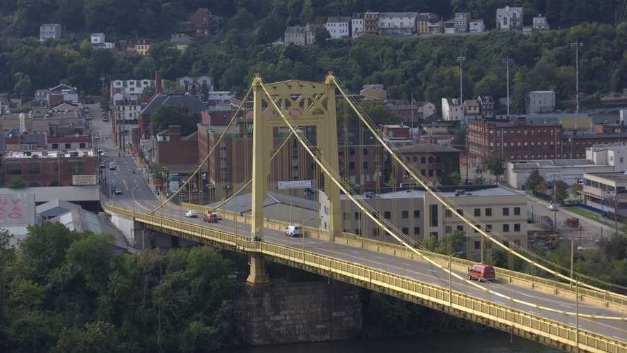 The South 10th Street Bridge (a.k.a. Philip Murray Bridge) on Pittsburgh's South Side