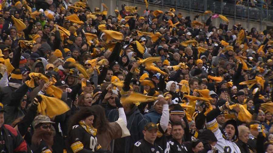 Fans at a Pittsburgh Steelers game.