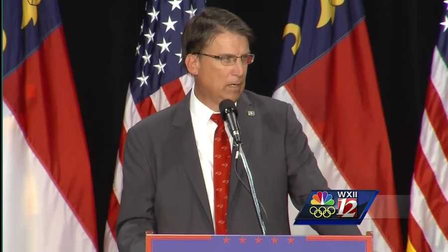 Gov. Pat McCrory introduced Republican vice presidential candidate Mike Pence at a Donald Trump rally in Winston-Salem.