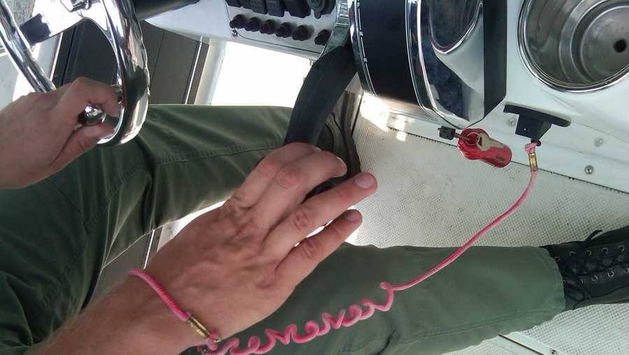 A kill switch attaches to your wrist. It's not required but it will cut the kill the engine if you fall off the boat. DNR said said a kill switch is as important as a life jacket.