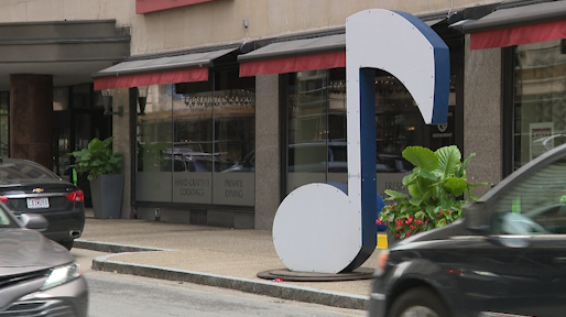 Giant musical notes are popping up around 4th Street