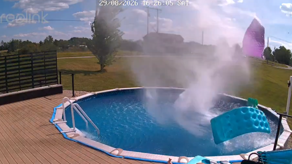 VIDEO: Dust devil sends pool floats soaring at home in northern Kentucky