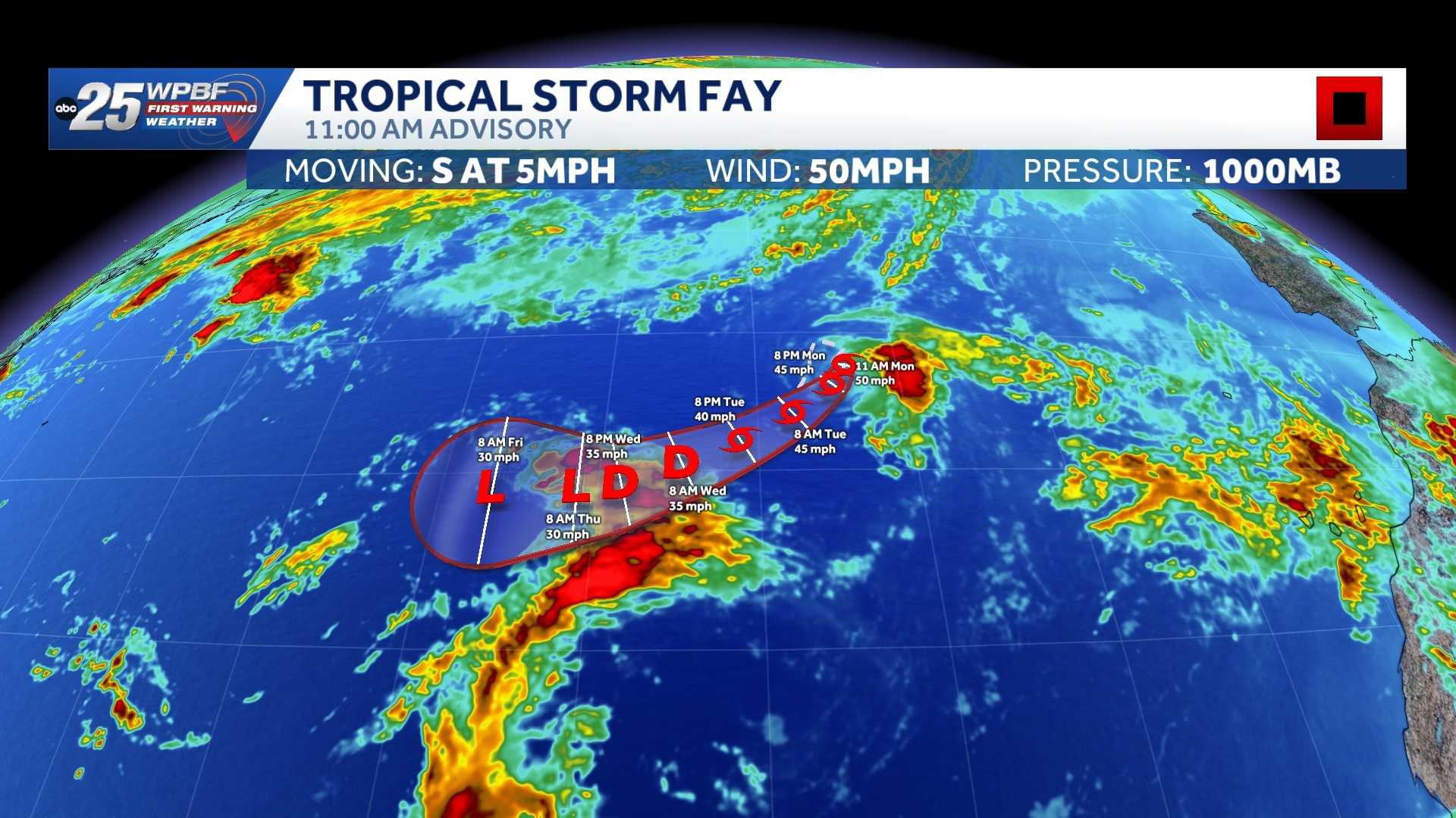 Tropical Storm Fay could fade to post-tropical cyclone as Atlantic storm loses strength