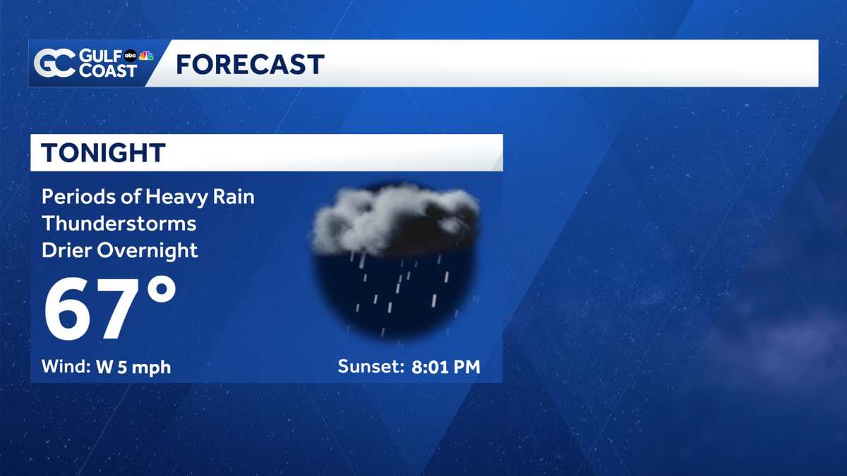Rain and storms continue across the Gulf Coast Sunday night - WBBH
