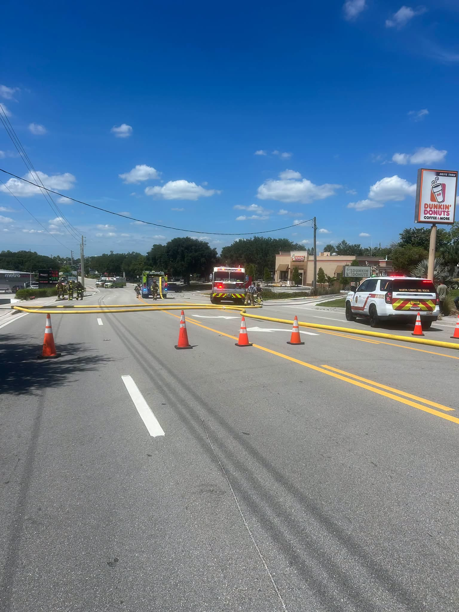 Jensen Beach Boulevard closed after construction crew strikes gas line