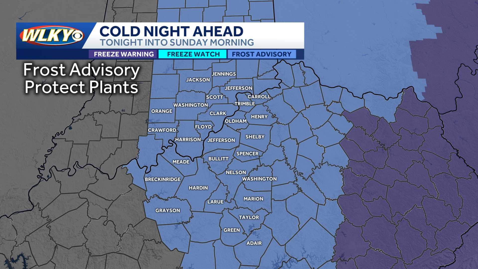 Chilly Saturday night with a frost advisory for everyone