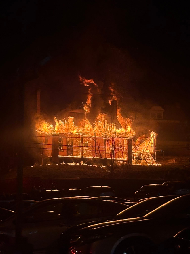 Intense flames emit from home in Pittsburghs Overbrook neighborhood
