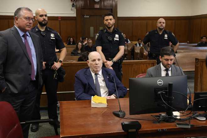 Harvey Weinstein appears in court for a pre-trial hearing, Thursday, March 19, 2026, in New York.