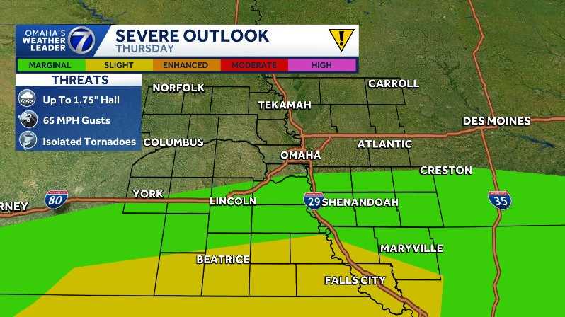 Showers and storms for Nebraska, Iowa on Thursday