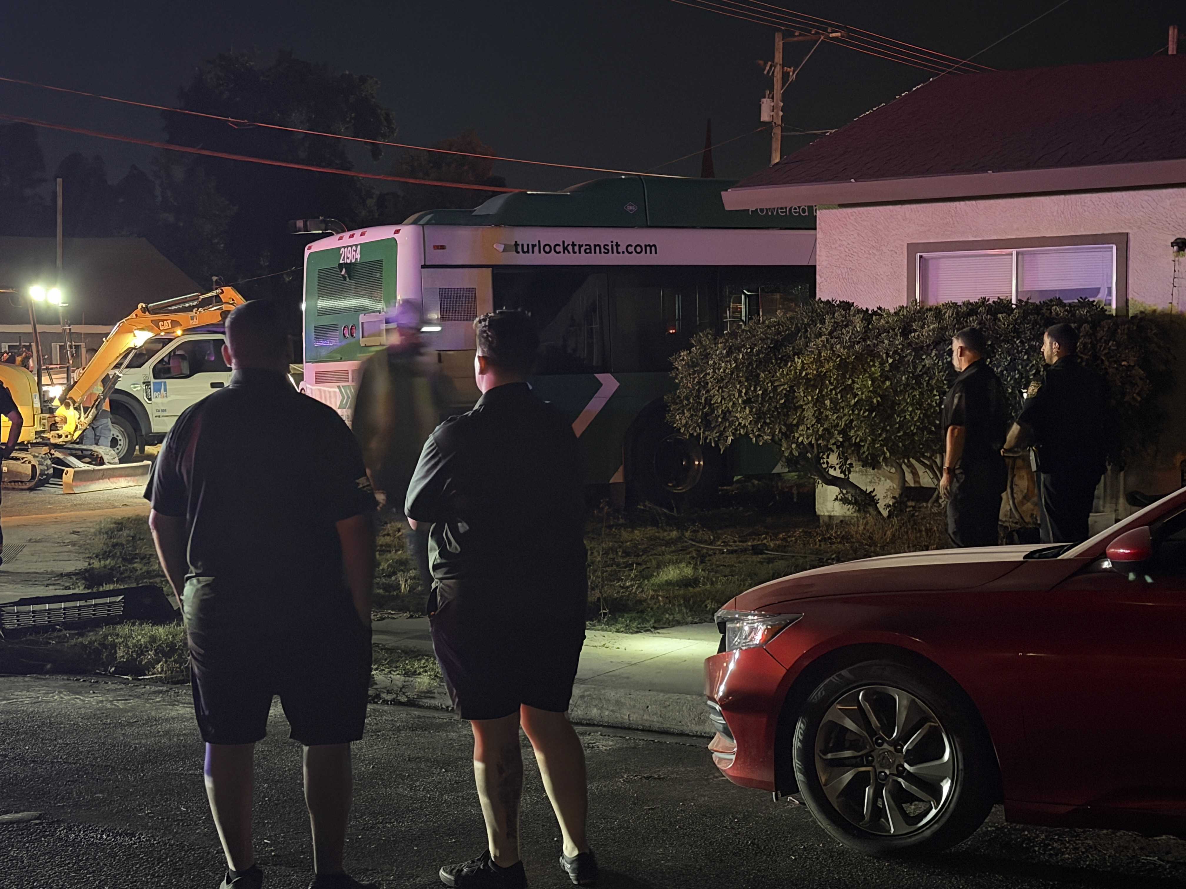 Turlock Transit bus damages home in crash