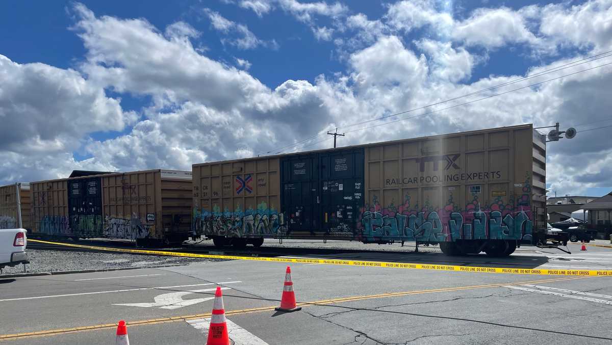 Train derails in Hollister, closing road for undetermined amount of time