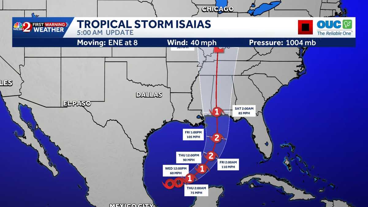 NHC: Tropical Storm Isaias forms in the Gulf, expected to rapidly strengthen