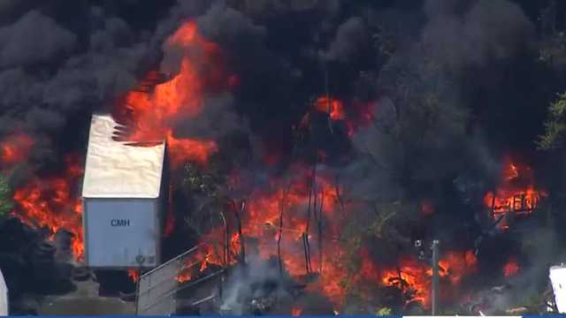 Rosedale tire shop fire sends Baltimore County firefighter to hospital after flames spread fast