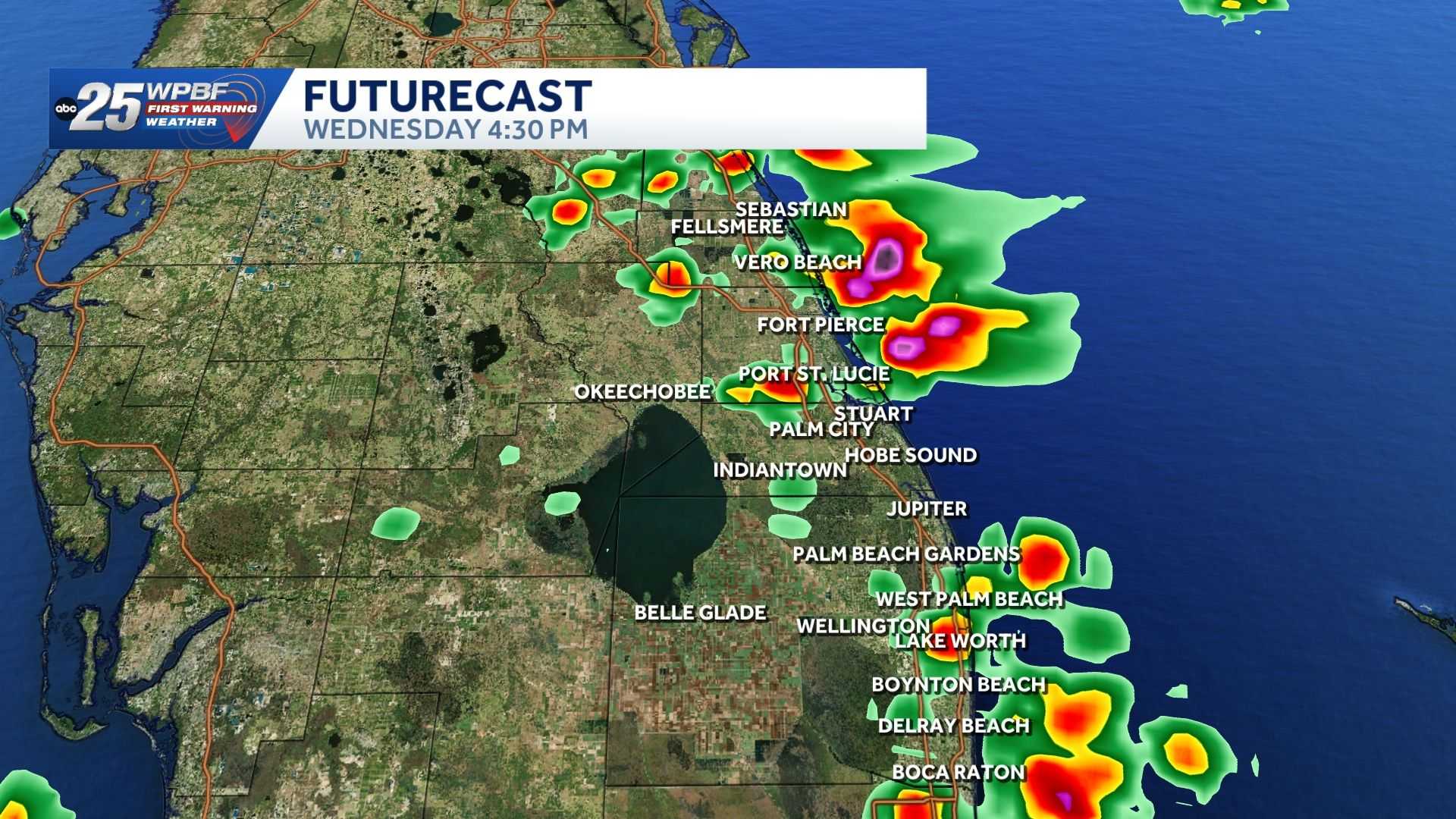 Chance of scattered showers and thunderstorms Wednesday across South Florida