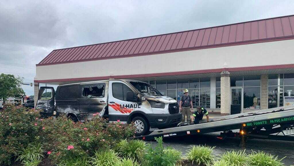 U-Haul van catches on fire at Lancaster County shopping center