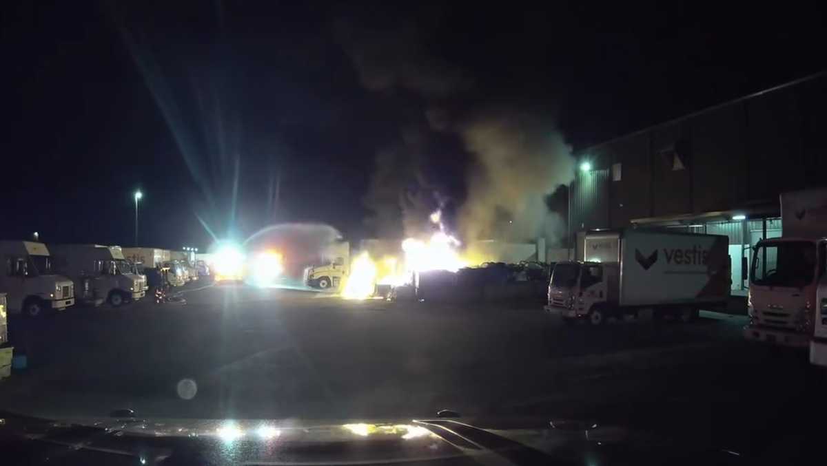 Video shows totes of clothes burning outside Upstate business